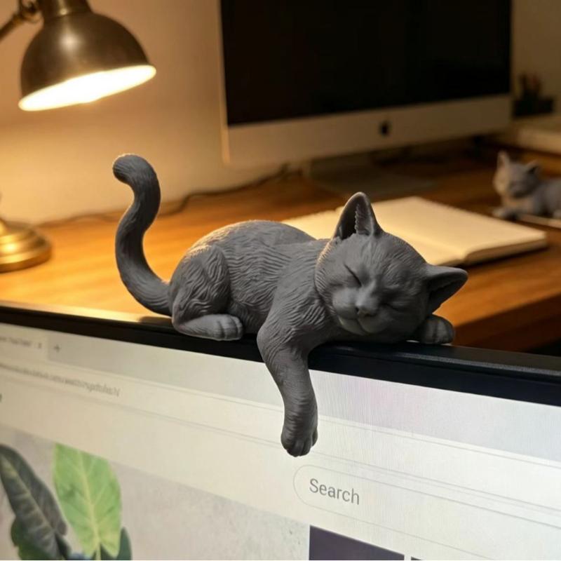 Home Office Cozy - 3D Baskılı Tembel Kedi Monitör Kenarı