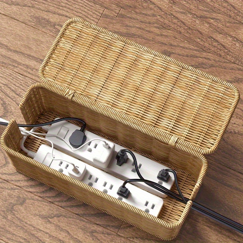 Cable Management Box - El Yapımı Rattan Kablo Düzenleme Kutusu
