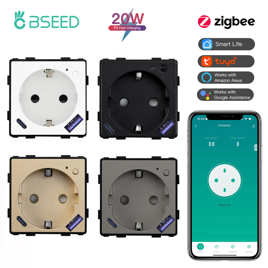 Power Strip Desk - BSEED Zigbee Akıllı Soket Parçası Güç