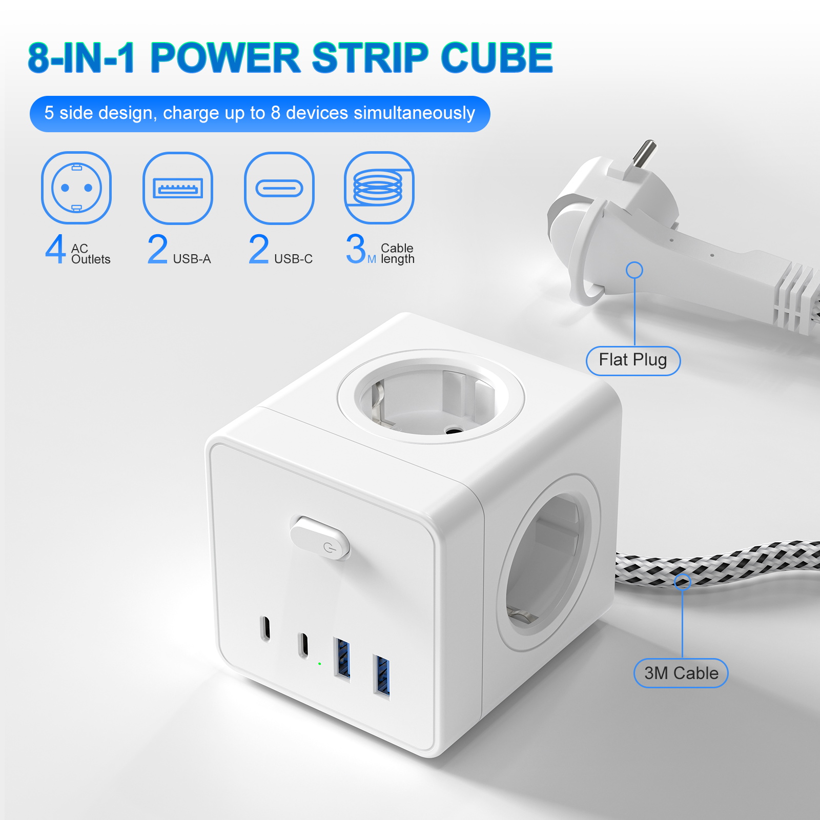 HITRENDS 8'i 1 Arada Küp Priz, - Power Strip Desk incelemesi ve fiyatı